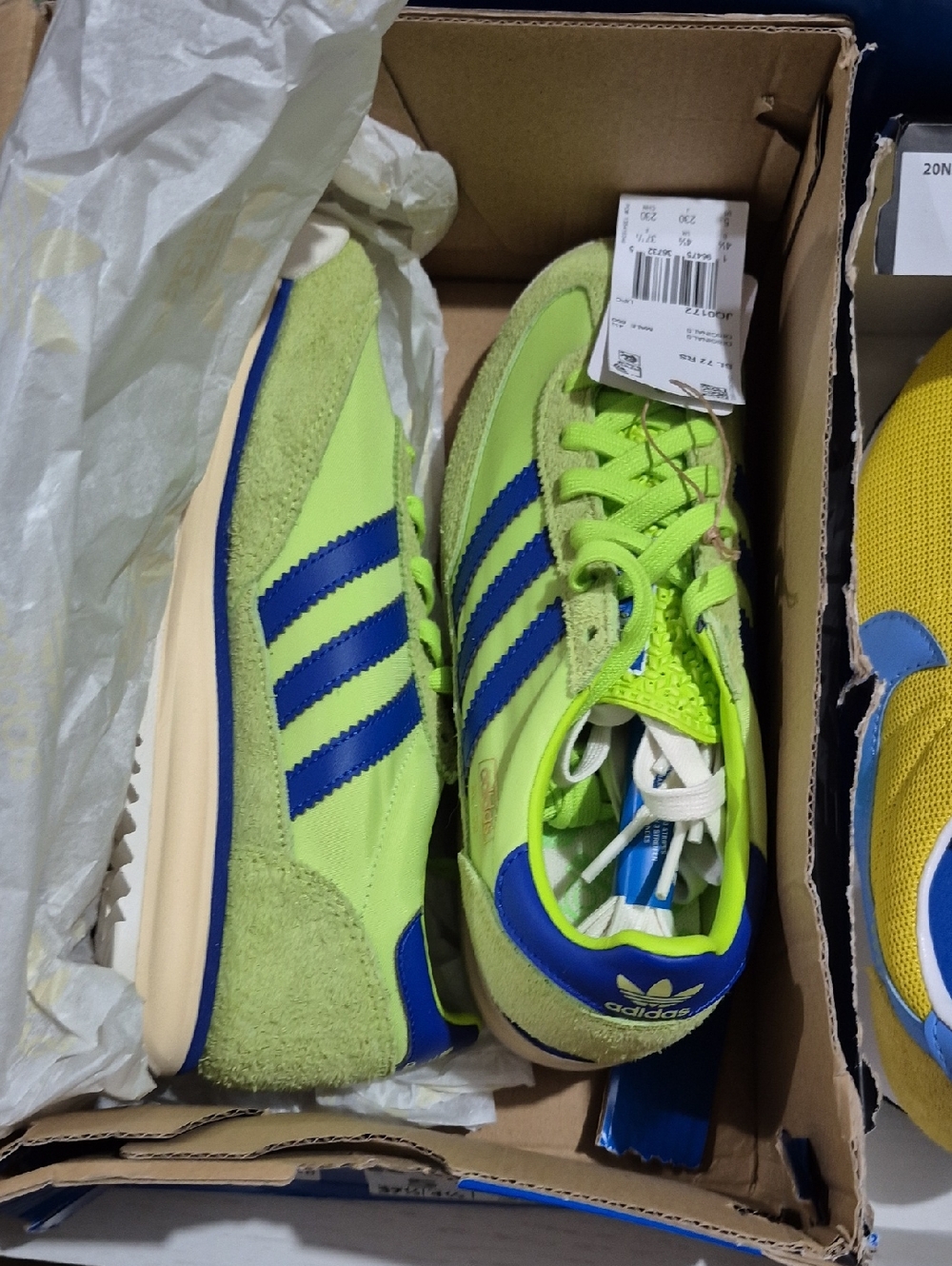 adidas Kids Neon Green & Blue Retro Runner Sneakers